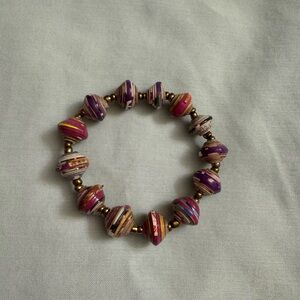 Handmade paper mache bead bracelet from Haiti. Brand new.